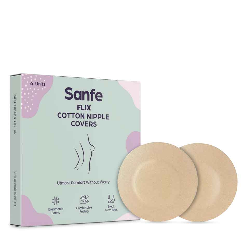 Sanfe Flix Cotton Nipple Covers for Women | Disposable | Breathable | No Show | White