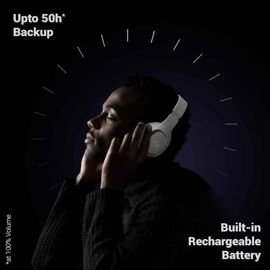 Zebronics Thunder Neo Wireless Over-Ear Headphone, 60Hr Backup, Bt 5.4, Gaming, Deep Bass, Silver