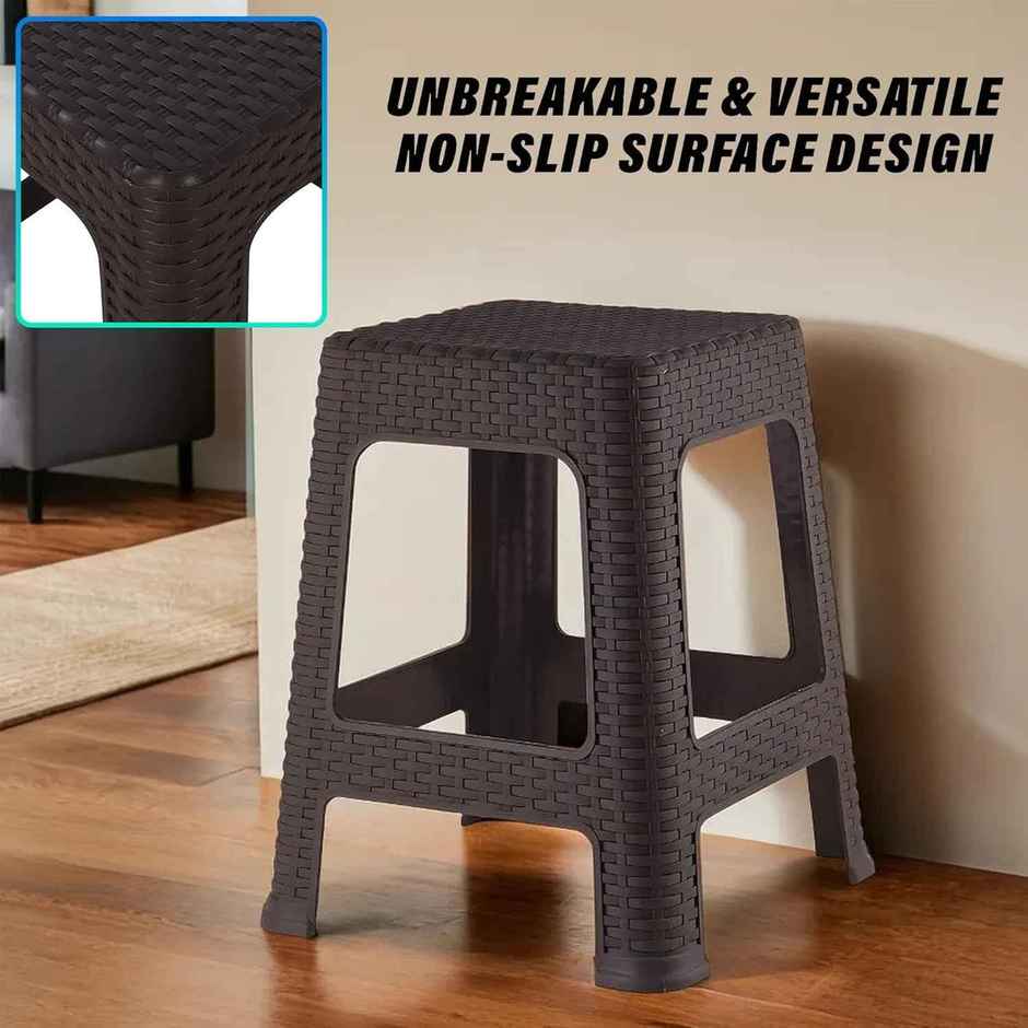 Kuber Industries Plastic Sitting Stool | Bedroom | Kitchen | Living Room | Brown