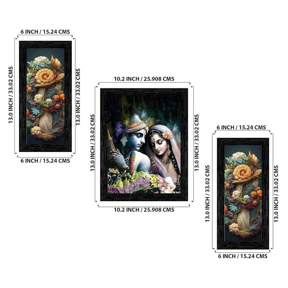 Indianara Set of 3 Radha Krishna Framed Art Painting | 10314