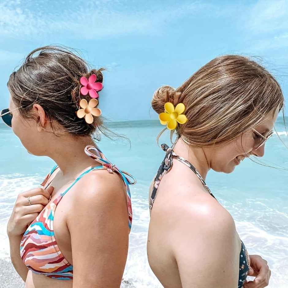 Chronex 6 Pcs Matte Flower Claw Hair Clips For Women | Assorted