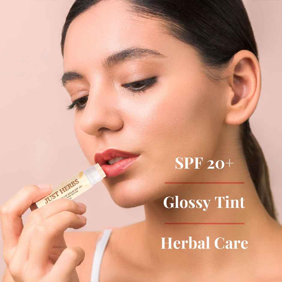 Just Herbs Tinted Lip Balm SPF 20+ For Dry And Chapped Lips For Women And Men- Vanilla