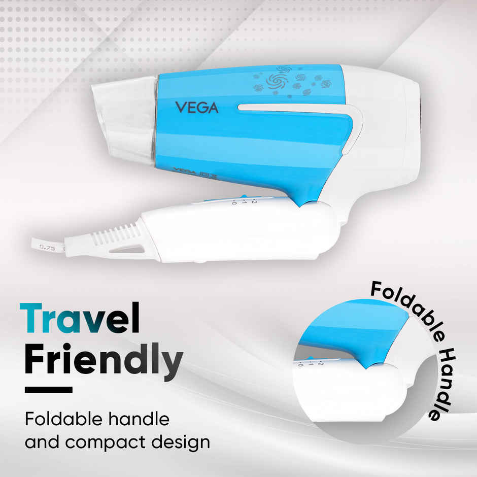 Vega U-Style Foldable Hair Dryer | 1600W | 2 Speed & 3 Heat | Cool Shot | VHDH-32