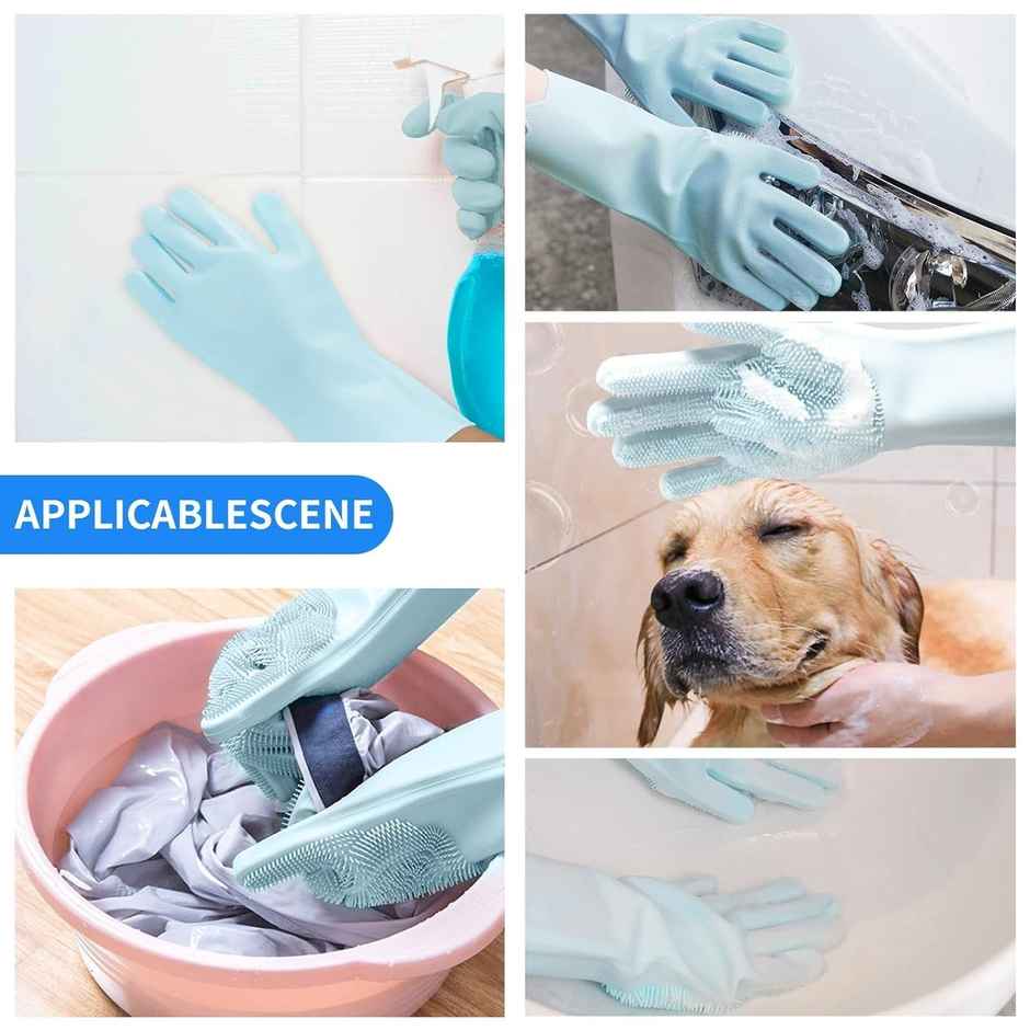 Perpetual Magic Silicone Dish Washing Gloves | Multicolour | 3 Pairs | Car | Bathroom Cleaning