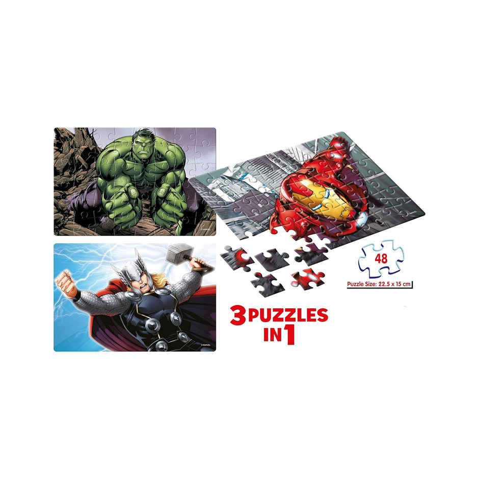Frank Avengers Assemble - 3 In 1 Puzzle - 48 Pieces Each