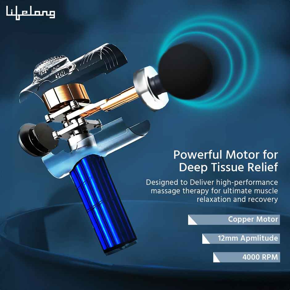 Lifelong Gun Massager for Pain Relief with Cold Compression & 99 Speed Settings - Rechargeable