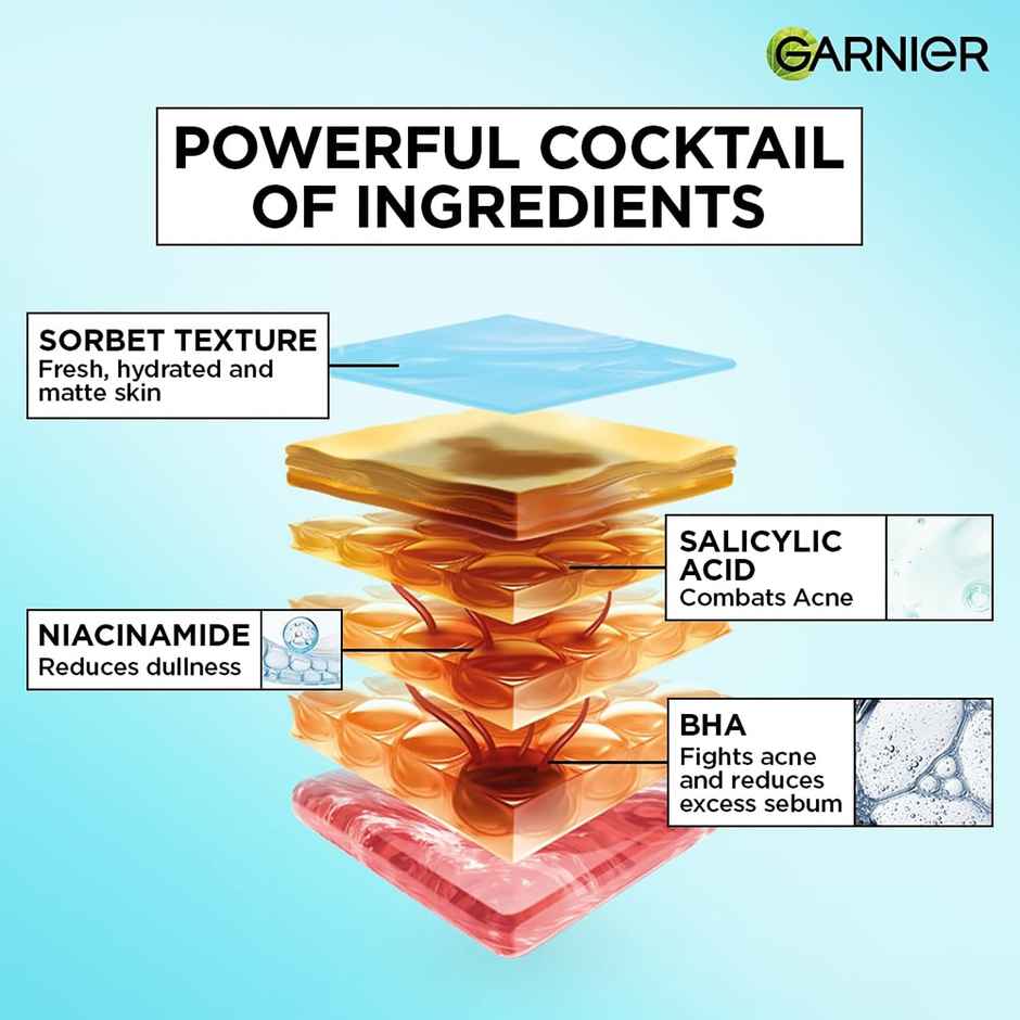 Garnier Fresh & Matte Salicylic Acid Sorbet Moisturizer, 4.5% Salicylic Acid+Niacinamide+Vit C