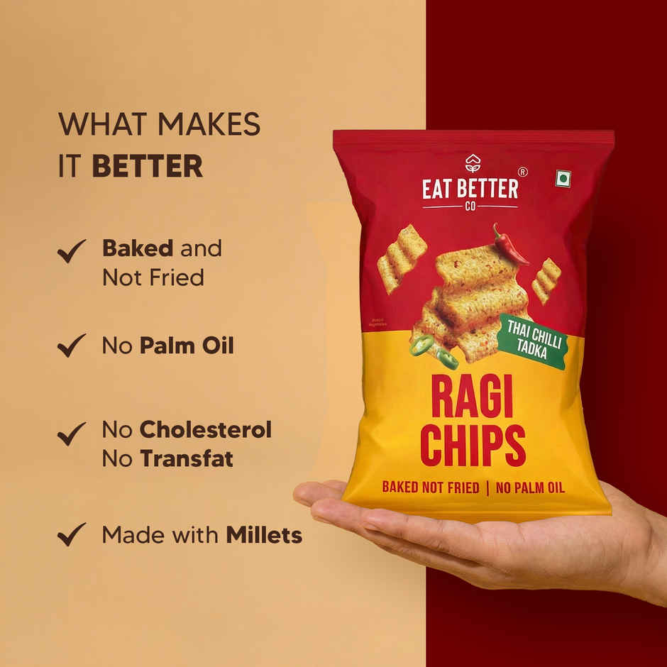Eat Better Co Ragi Chips | Thai Chilli Tadka | Roasted, No Palm Oil