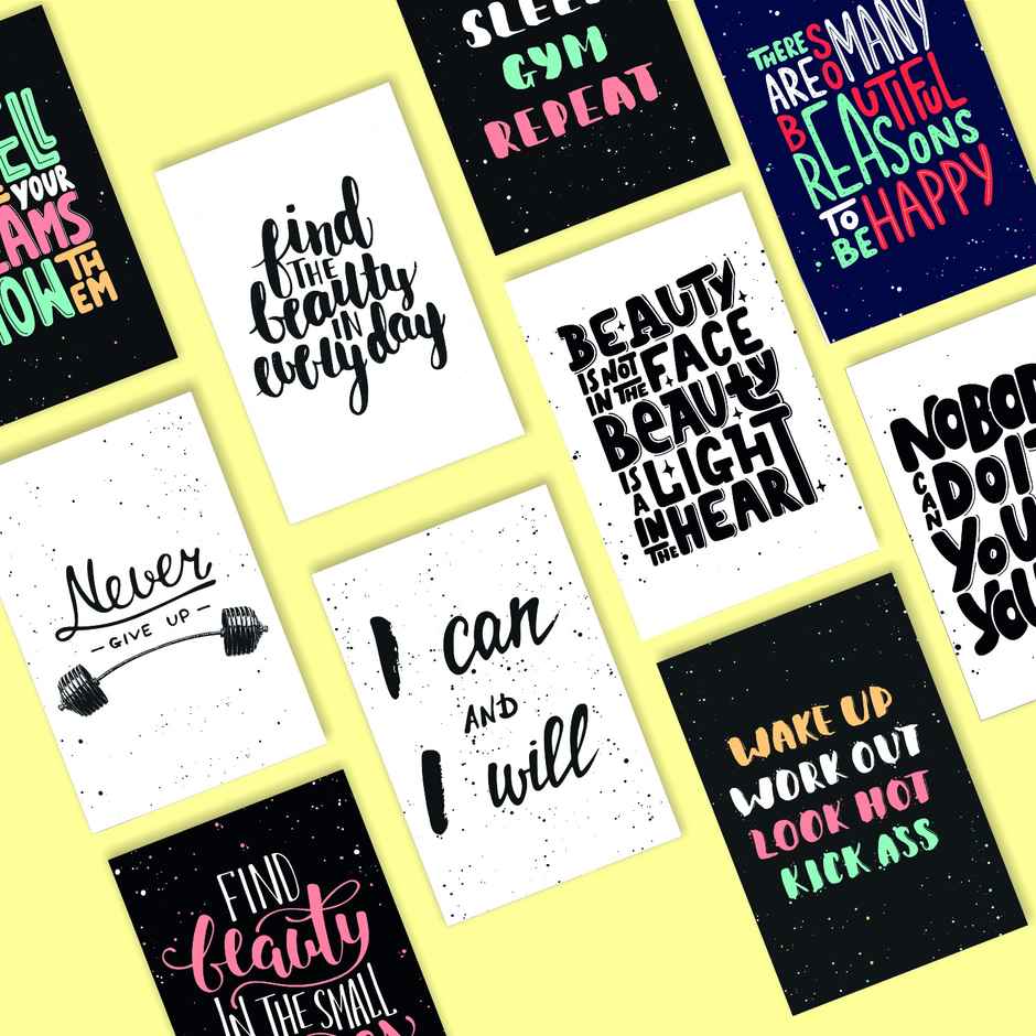 Paper Plane Design Motivational Gym/Fitness Workout Posters | Set of 10 | (12 Inch x 18 Inch) D8