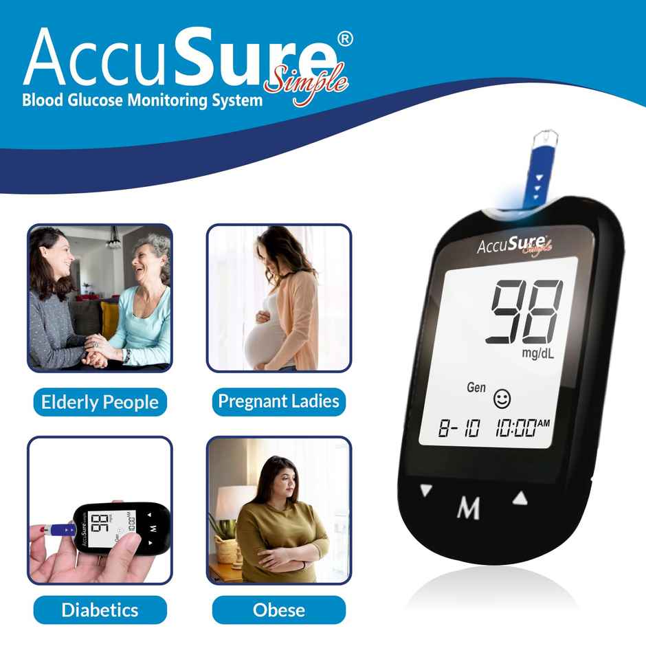 Accusure Simple with 25 Strips & Lancet Glucometer Kit