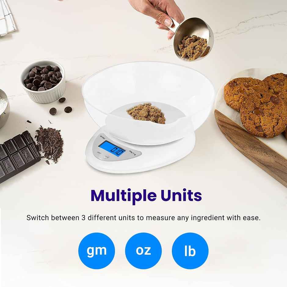 Ant AEKS200 Kitchen Weighing Scale With Bowl | White - 1 Unit