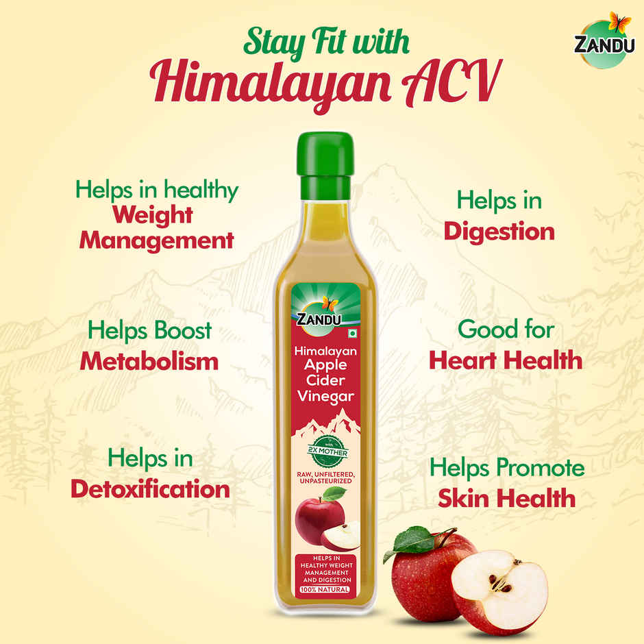 Zandu Himalayan Apple Cider Vinegar | Goodness of 2x Mother of Vinegar | Himalayan Farms