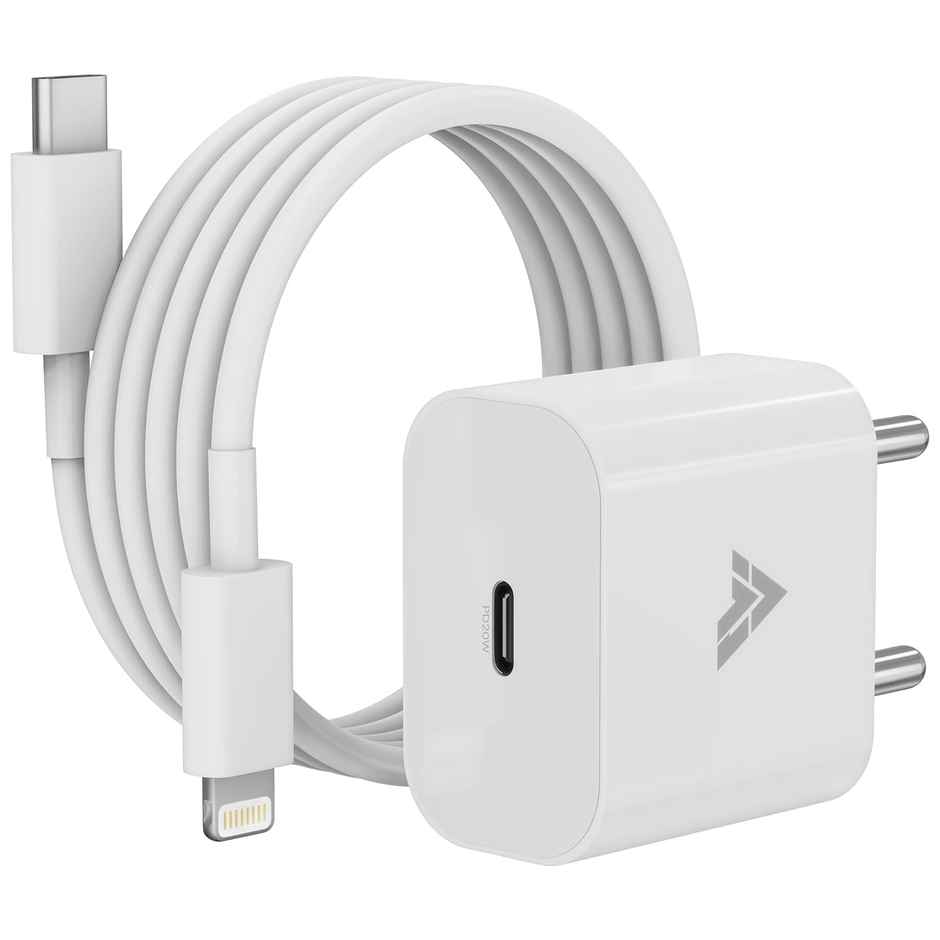 Dr Vaku 20W Type C Fast Charger Adapter with Lightning Cable Combo | White and Grey