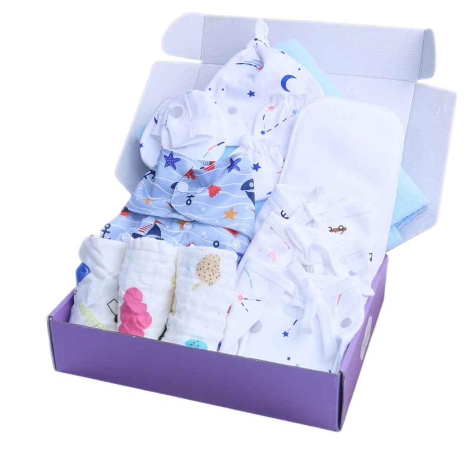 Moms Home Unisex Organic Cotton New Born Diaper Gift Set | 12 Items