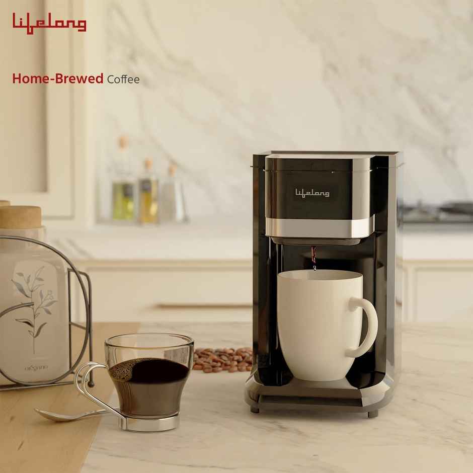 Lifelong Single Cup Coffee Maker-350W Rapid Coffee Brewer -Coffee Machine for Home (Black,LLCMK910)