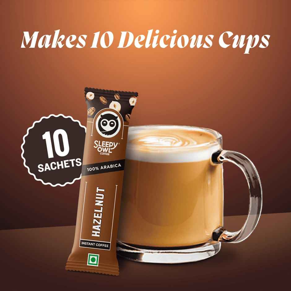 Sleepy Owl Hazelnut Pure Arabica Instant Coffee Sachets