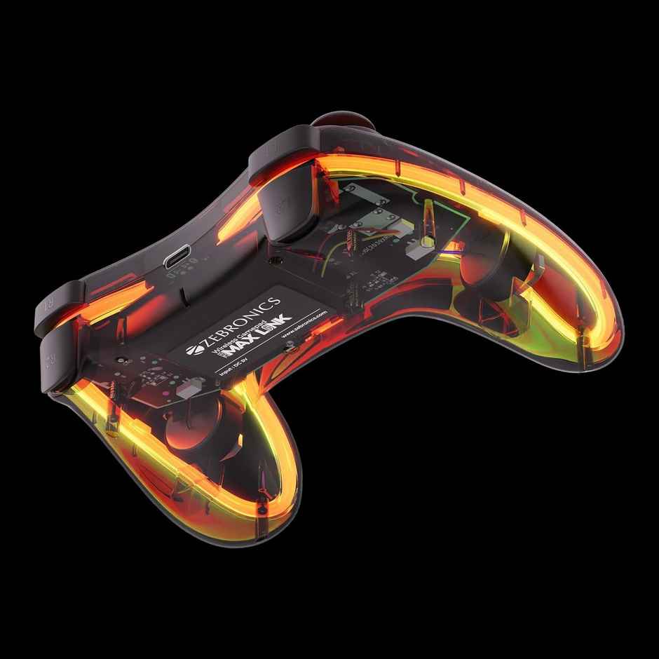 Zebronics MAX LINK Wireless Gamepad, Dual motors Haptic feedback, Built-in rechargeable battery, RGB light, Plug & play, Supports (Windows | Android)