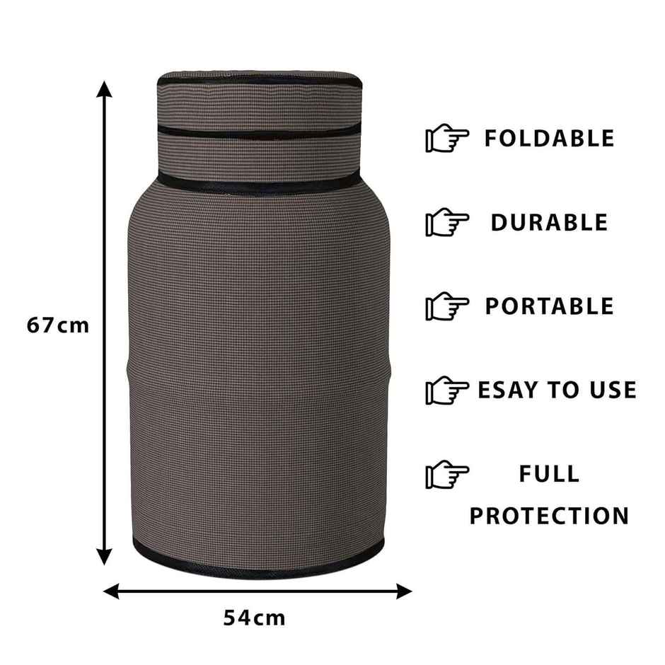 Kuber Industries Mini Check PVC LPG Cylinder Cover for Kitchen | Brown