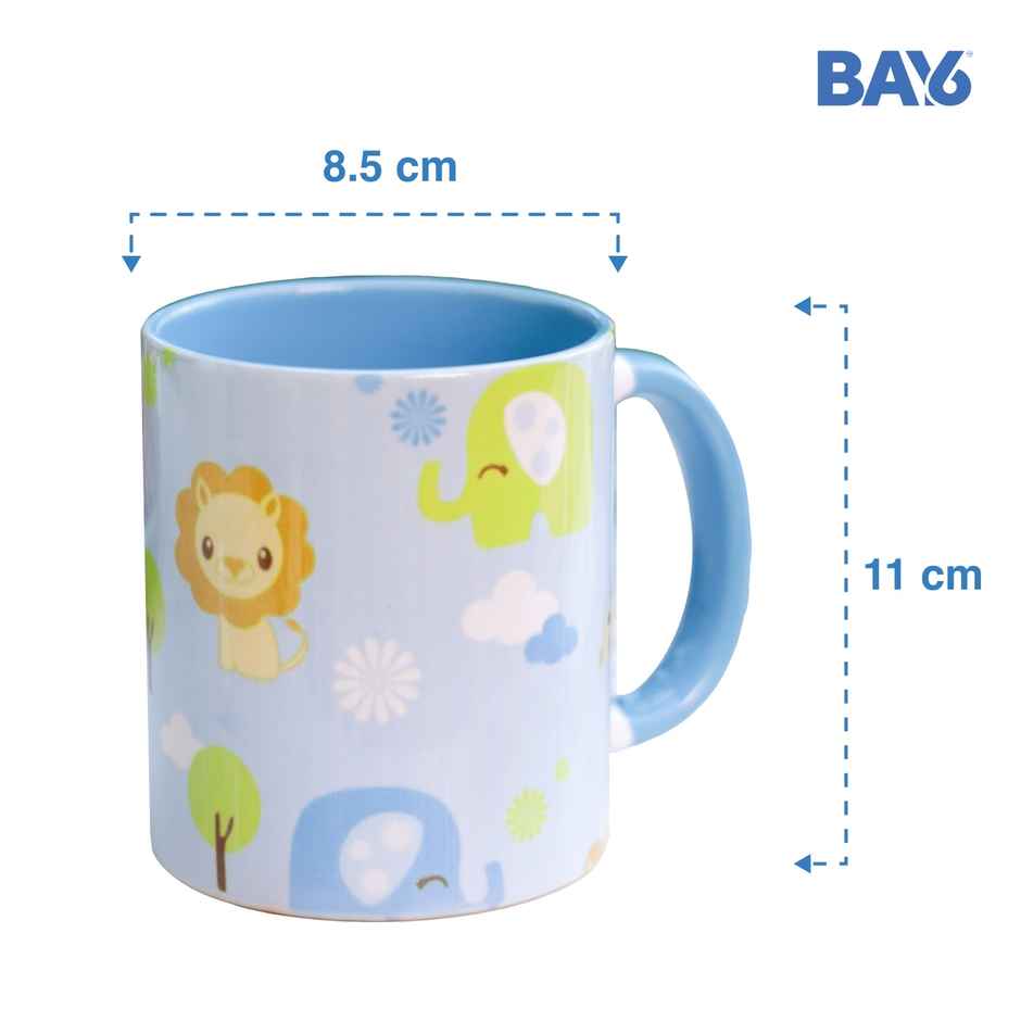 BAY6 Stoneware Kids Milk Mug Smiley - 420 ml- Blue & White