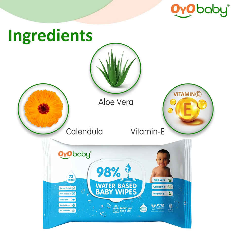 Oyo Baby Soft Wet Wipes Enriched With Aloe Vera, Cleansing Baby Wet Wipes With Lid