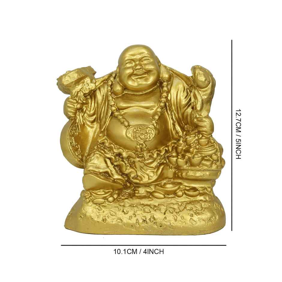 Tied Ribbons Laughing Buddha Statue Figurine Showpiece (12.7 Cm)