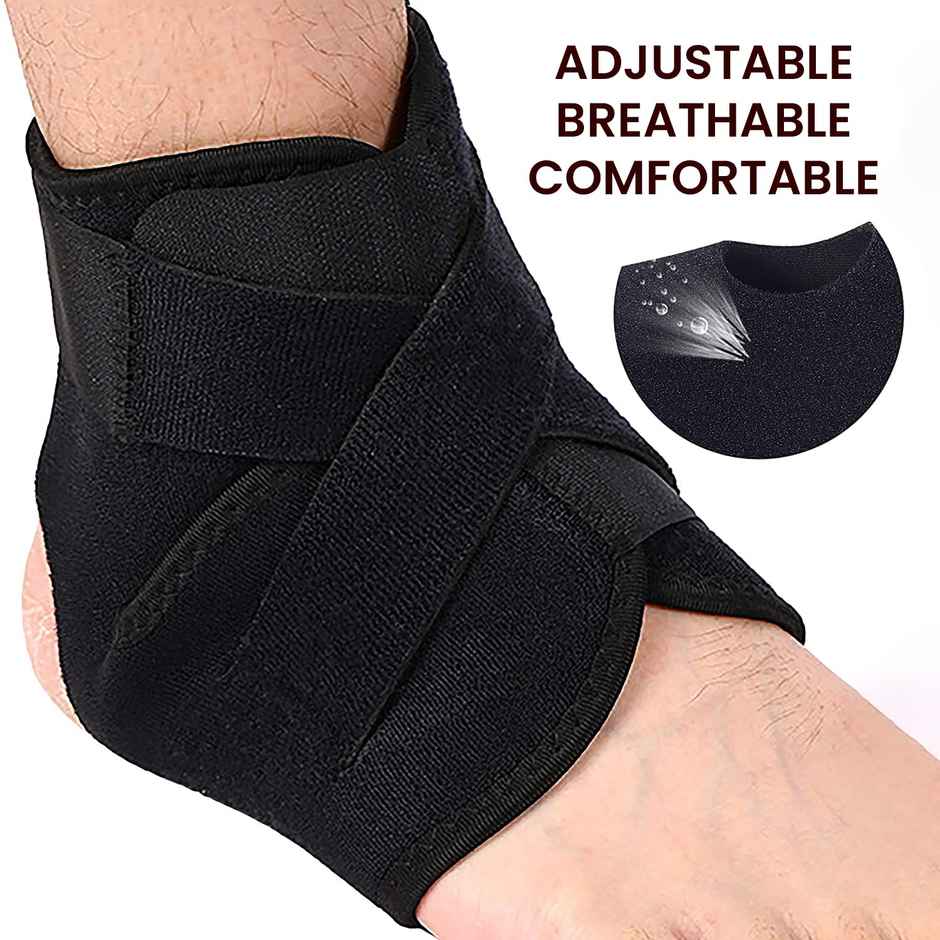 Boldfit Premium Ankle Support Compression Brace - Black, Free Size