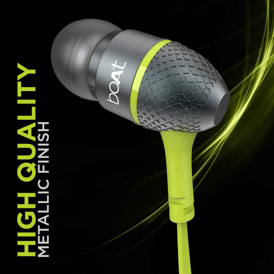 boAt Bassheads 225 in-Ear Wired Headphones with Mic (Neon Lime)