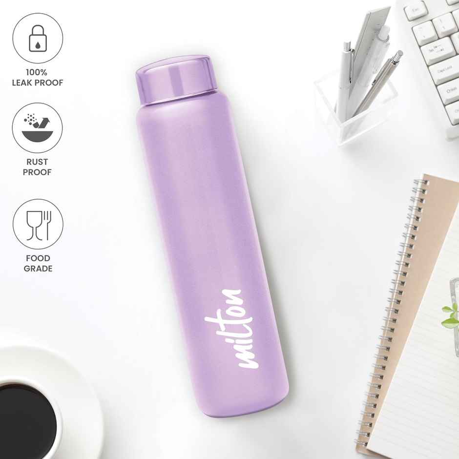 Milton Aqua 1000 Stainless Steel Water Bottle | 950 ml | Purple | Single Walled