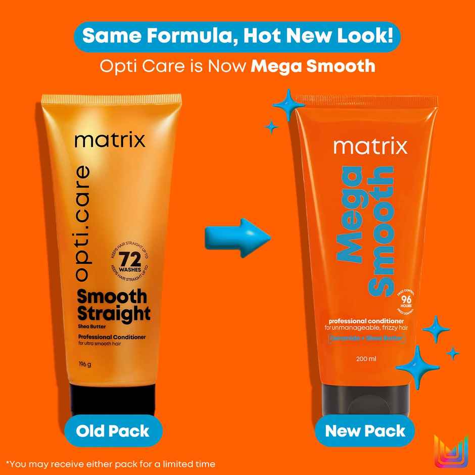 Matrix Mega Smooth Shampoo, Conditioner & Serum Combo, Defy Frizz For 4 Days, For All Hair Types