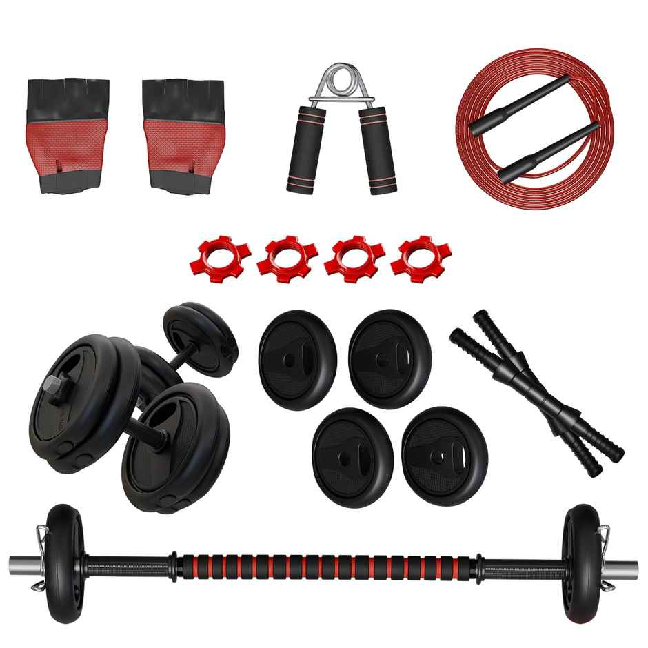 Lifelong 10kg PVC Home Gym Set with Dumbbells & Rods for Workout