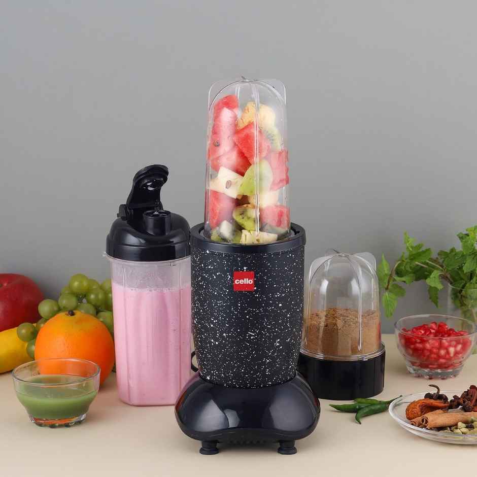 Cello Frutomix Nutriblend Pro Max Set Of 6, Black, 3 Multipurpose Jar & 2 Sipper Bottle, 500W