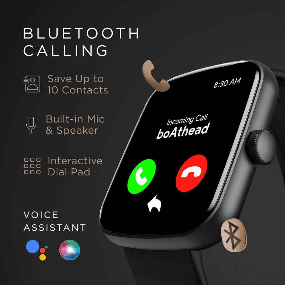 boAt Wave Lynk Voice Smartwatch | 1.69" Display | BT Calling | 7 Days Battery - Active Black