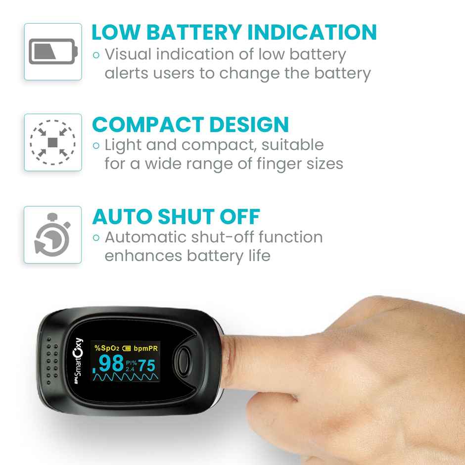 BPL Smart Oxy Pulse Oximeter with Perfusion Index Black