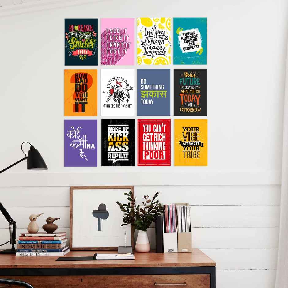 Paper Plane Design Inspirational Motivational Quotes Posters | Set of 12 Size ( 29 Cm x 21 cm ) D45