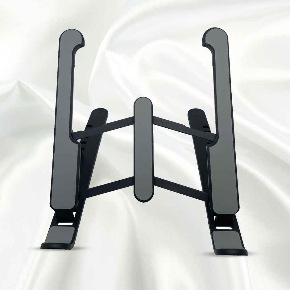 Zebronics -NS1000 Laptop Stand Featuring Foldable Design, Anti-Slip Silicone Rubber Pads, Supports Maximum of 5kgs Weight, 6 Adjustable Levels - Black