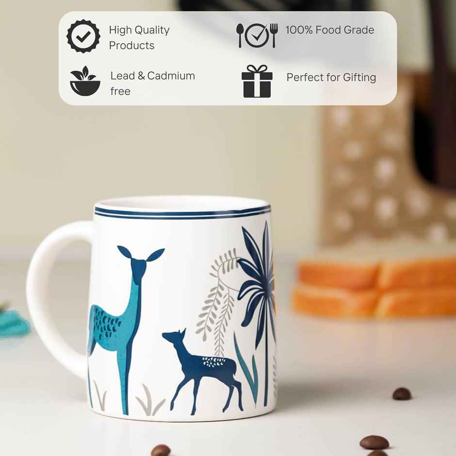 The Earth Store Stag Blue Ceramic Coffee Mug | 300 ml