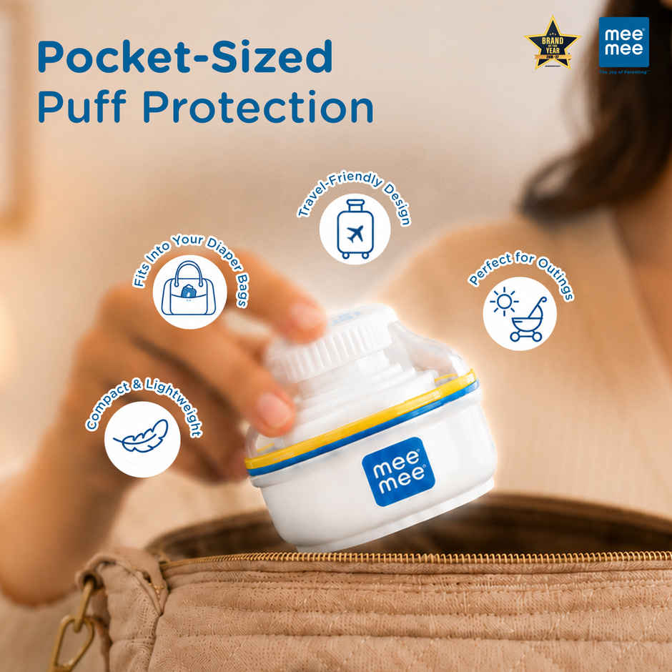 Mee Mee Soft Feel Powder Puff with Box Holder | BPA-Free | Blue
