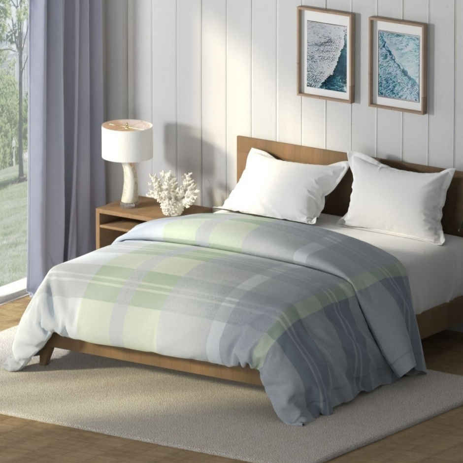 Nautica Super Soft Cotton Fabric Comforter for All Weather | Double Size | Geometric | Grey, Green