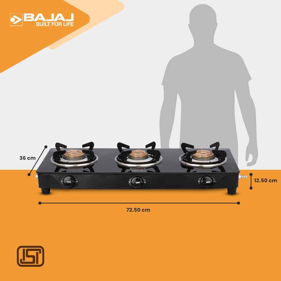 Bajaj 3 Burners Glasstop Gas Stove Ucx 3b