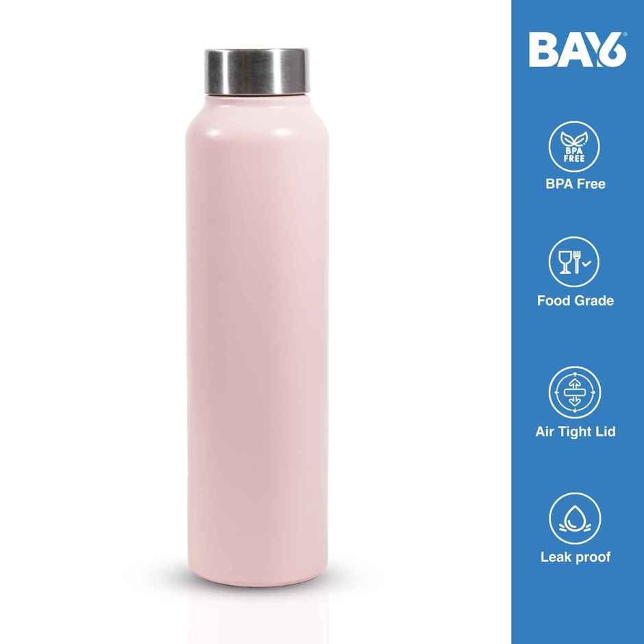 BAY6 Stainless Steel Lean Water Bottle 1000ml | Baby Pink Color