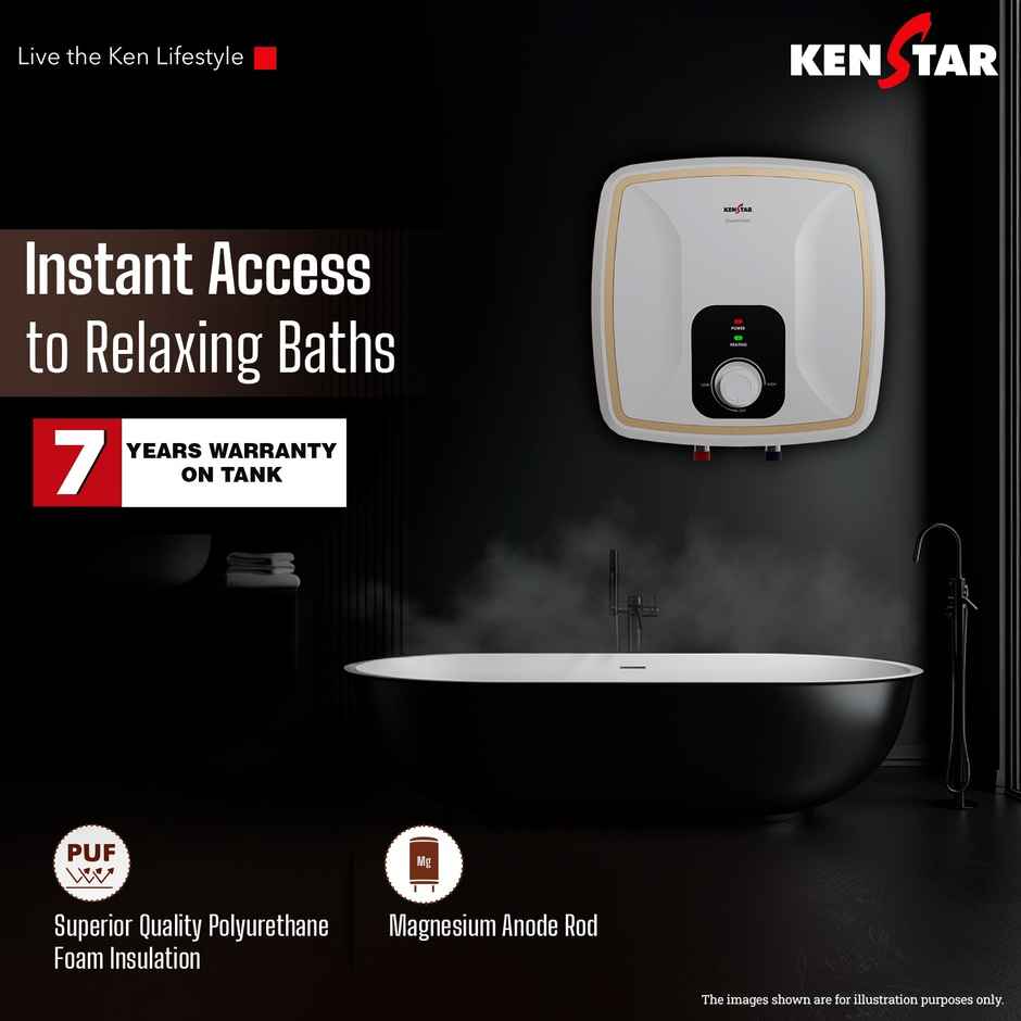 Kenstar QUANTUM 15 L 5 Star Rated Square Storage Water Heater with Glassline Coated Tank,2000W