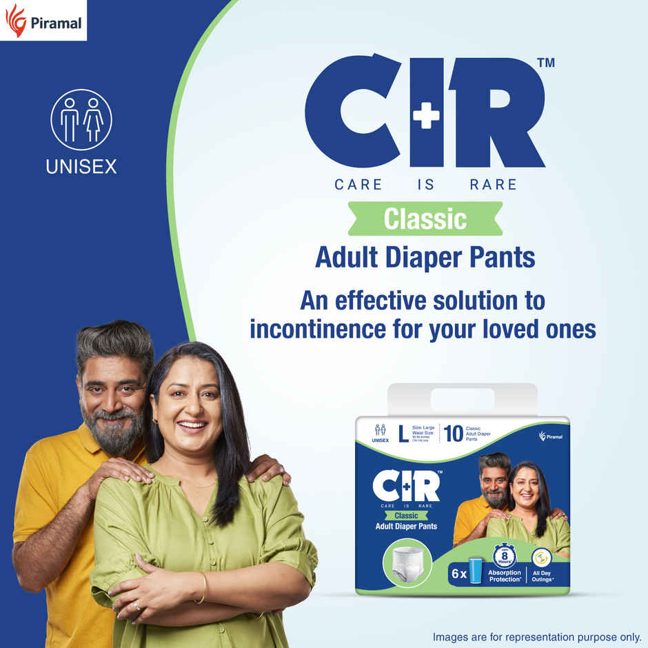 CIR Classic Adult Diaper Pants Style 8 hr Absorption Protection Odour Control Cotton Soft Feel | L