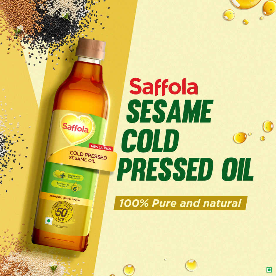 Saffola Sesame (Til-Gingelly) Cold Pressed Oil | 100% Cold Pressed Sesame Seed Oil | Helps Lower Cholesterol