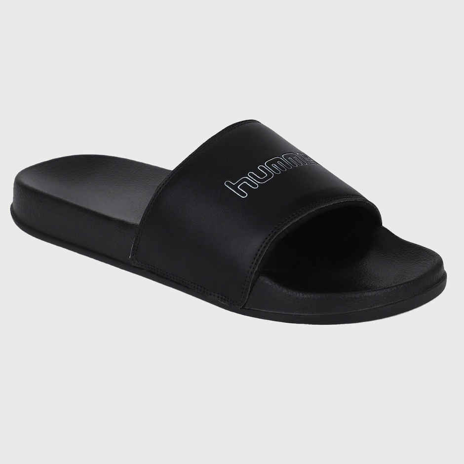 hummel Classic lightweight slides for Men with Cushioned Sole and Arch Support | Black | 8
