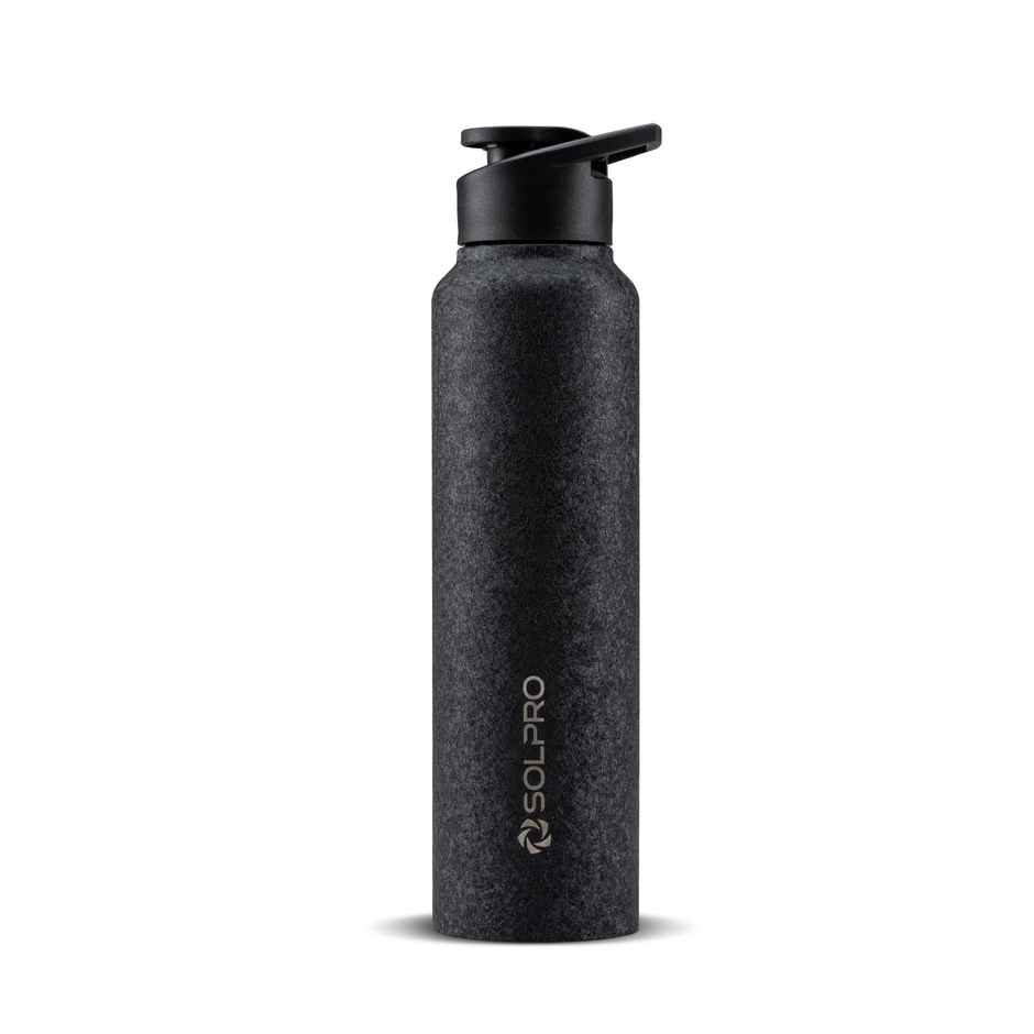 Solpro Phantom Stainless Steel Water Bottle | Gym Bottle | Odor & Bpa Free | 1 L | Black