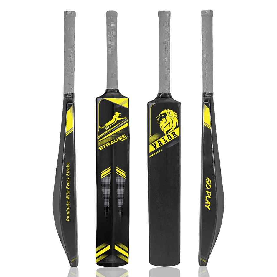 Strauss Valor Plastic Cricket Bat, Size 8, (Black & Yellow)