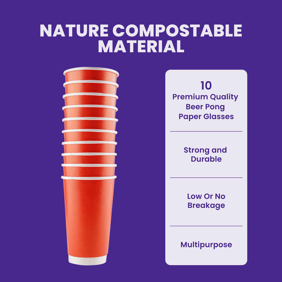 Beer Pong Paper Glass | Pack Of 10 | 450 ml | BAY6 Combo