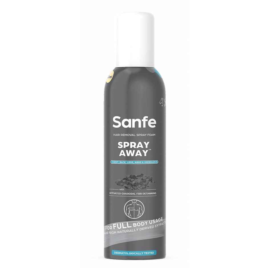 Sanfe Painless & Detan Hair Removal Spray Cream For Full Body, Skin Detan, Charcoal