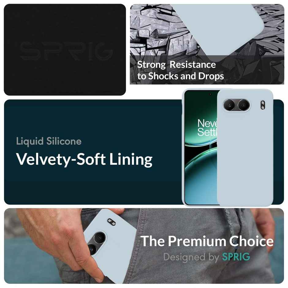 Sprig Premium Back Cover For Oneplus Nord 4 Liquid Silicone Shock Proof | Light Blue