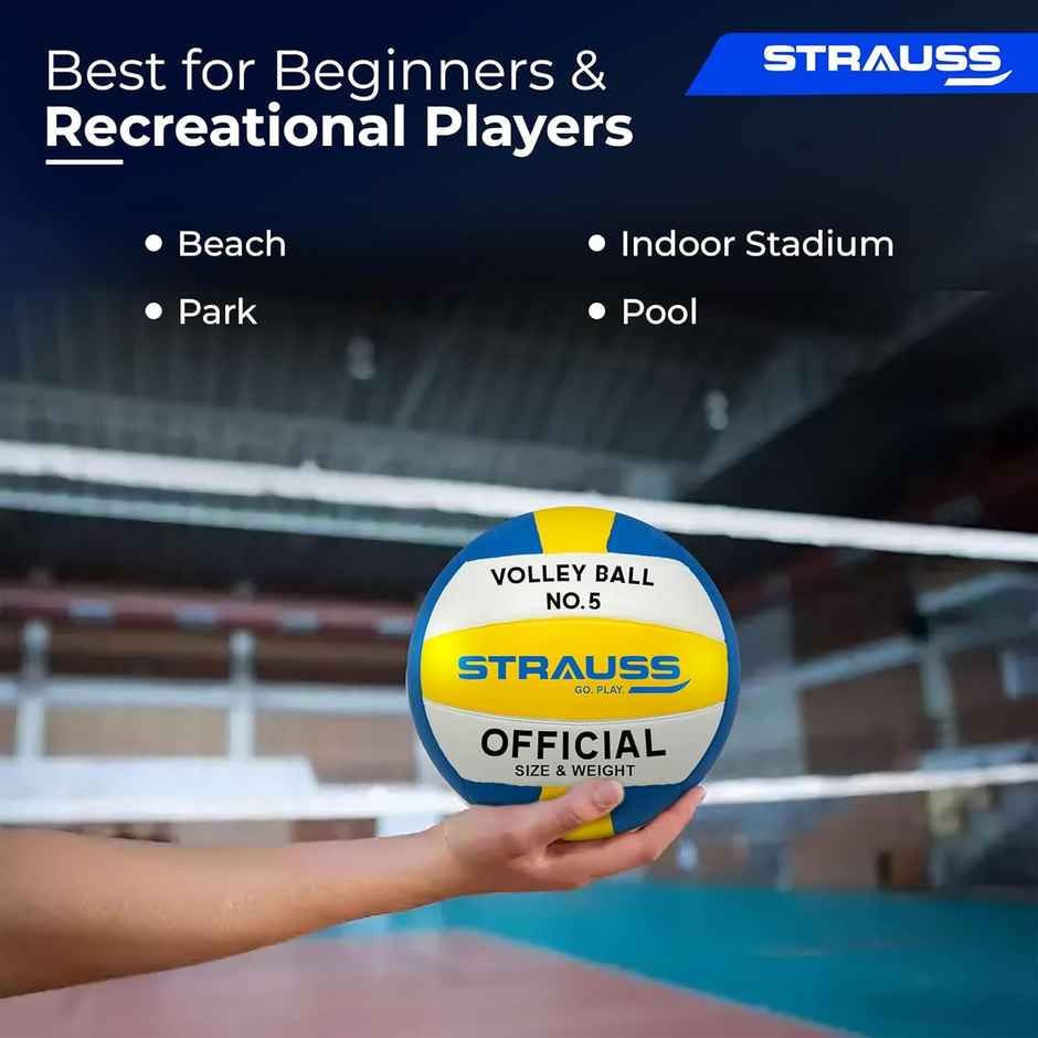 Strauss Official Volleyball, Size 5, Blue & White